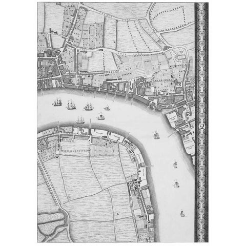 Roque Sectional map of London 1748 White Modern Wood Framed Art Print by Roque, John