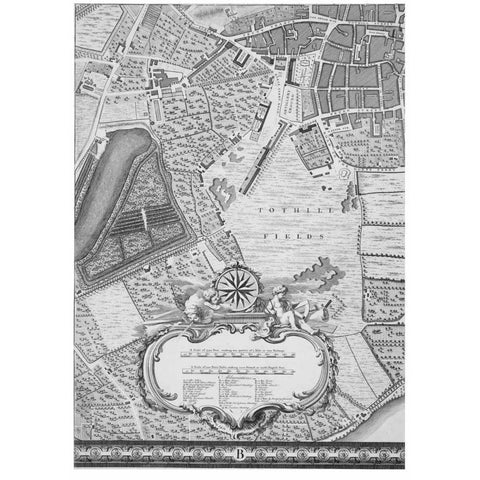 Roque Sectional map of London 1748 Gold Ornate Wood Framed Art Print with Double Matting by Roque, John