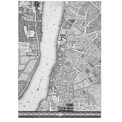 Roque Sectional map of London 1748 Gold Ornate Wood Framed Art Print with Double Matting by Roque, John