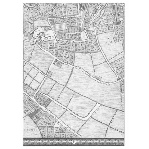 Roque Sectional map of London 1748 Black Modern Wood Framed Art Print with Double Matting by Roque, John