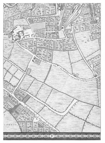 Roque Sectional map of London 1748 Black Ornate Wood Framed Art Print with Double Matting by Roque, John