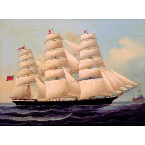 Ship Cilurnum in Chinese Waters Black Modern Wood Framed Art Print with Double Matting by Anonymous, Chinese 1866