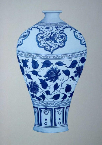 Ming, Passion Flower Vase White Modern Wood Framed Art Print with Double Matting by Anderton, Caroline