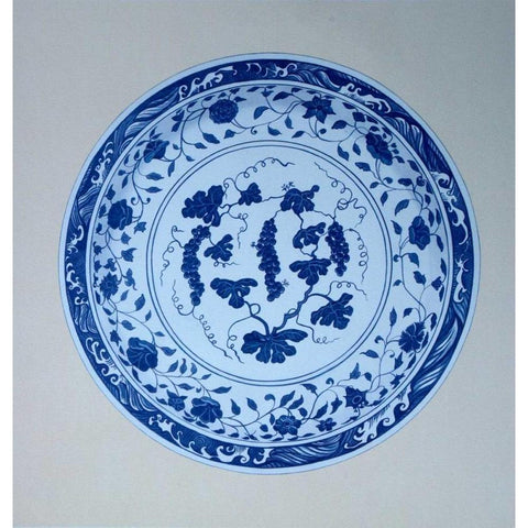 Ming, Vine and Grape Platter Black Modern Wood Framed Art Print by Anderton, Caroline