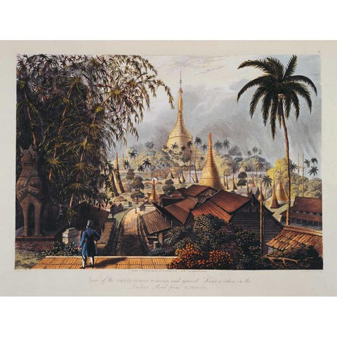 Rangoon, Great Dagon Pagoda Gold Ornate Wood Framed Art Print with Double Matting by Moore,Ltnt Joseph