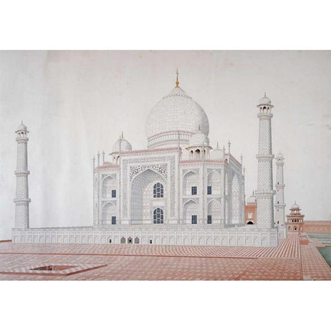 The Taj Mahal Black Modern Wood Framed Art Print with Double Matting by Anon, Mughal 1813