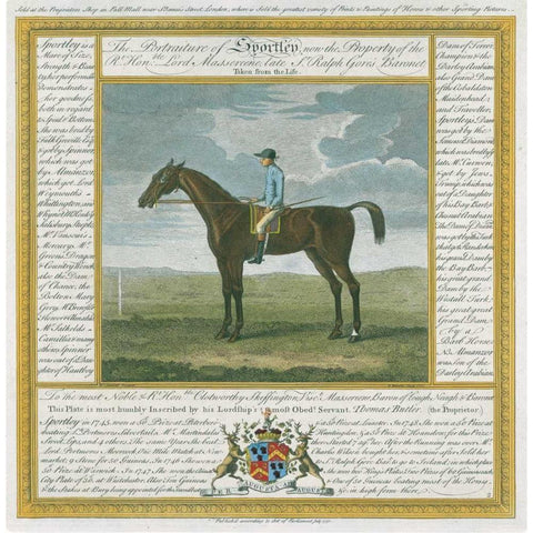 Portrait and Pedigree, Sportley Gold Ornate Wood Framed Art Print with Double Matting by Spencer, Thomas