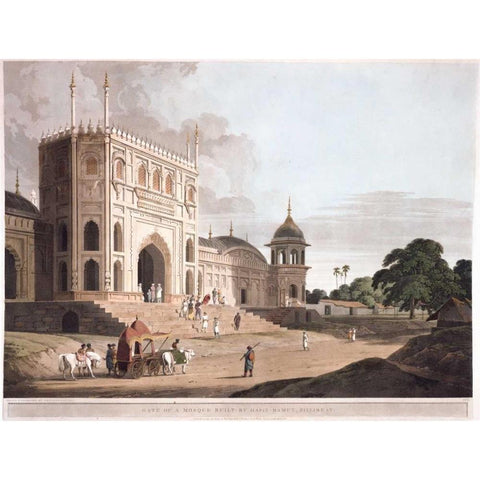Gate of a Mosque at Phillibeat Gold Ornate Wood Framed Art Print with Double Matting by Daniells,Thomas and Wm