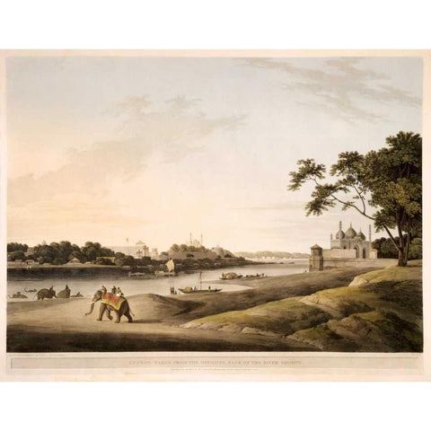 Lucknow Black Modern Wood Framed Art Print with Double Matting by Daniells,Thomas and Wm