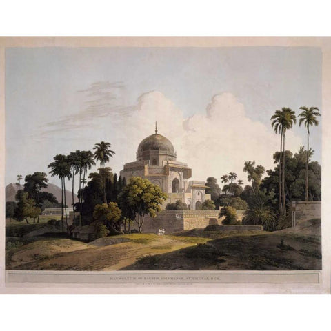 Mausoleum at Chunar Gar White Modern Wood Framed Art Print by Daniells,Thomas and Wm