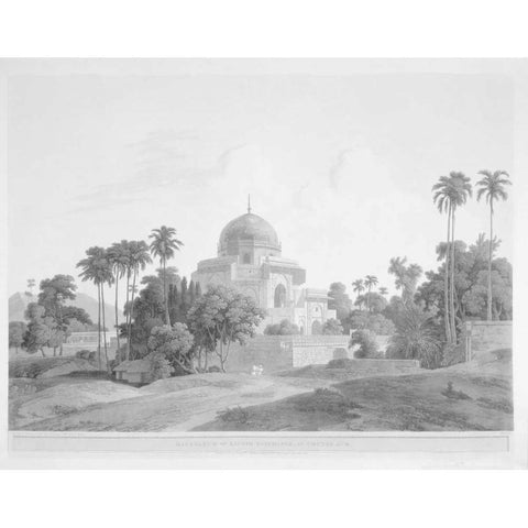 Mausoleum at Chunar Gar Gold Ornate Wood Framed Art Print with Double Matting by Daniells,Thomas and Wm