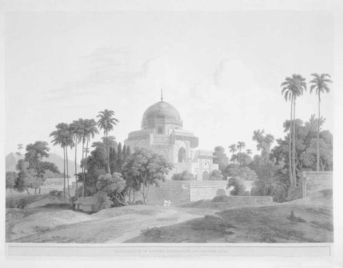 Mausoleum at Chunar Gar White Modern Wood Framed Art Print with Double Matting by Daniells,Thomas and Wm