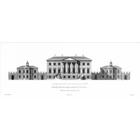 Elevation, Oakland House Gold Ornate Wood Framed Art Print with Double Matting by Campbell, Colin
