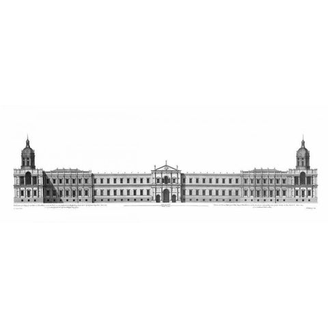 Elevation, Palace of Whitehall towards River Gold Ornate Wood Framed Art Print with Double Matting by Campbell, Colin