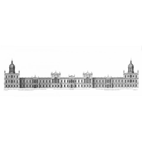 Elevation, Palace of Whitehall towards Park Gold Ornate Wood Framed Art Print with Double Matting by Campbell, Colin