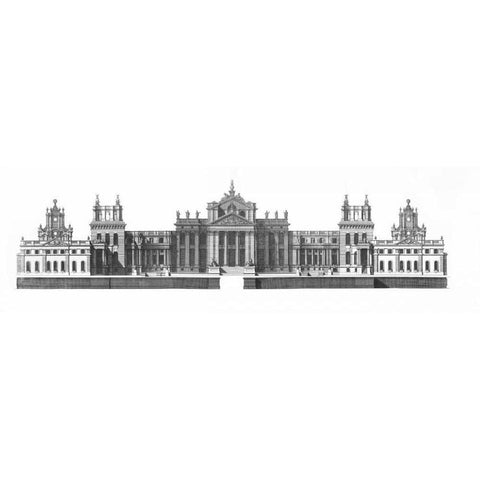 Elevation, North Front Blenheim Palace Black Modern Wood Framed Art Print with Double Matting by Campbell, Colin