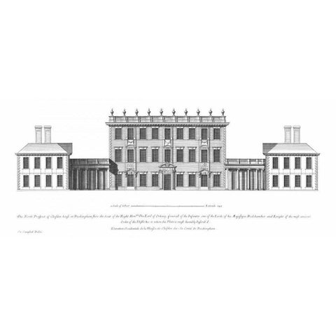 North Elevation, Cliveden White Modern Wood Framed Art Print by Campbell, Colin