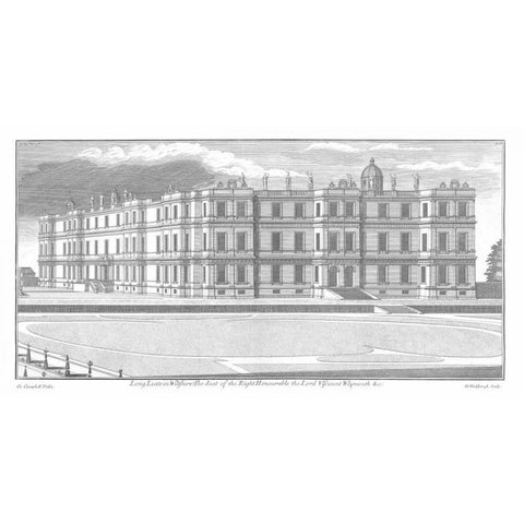 Longleat, Axonometric View Gold Ornate Wood Framed Art Print with Double Matting by Campbell, Colin