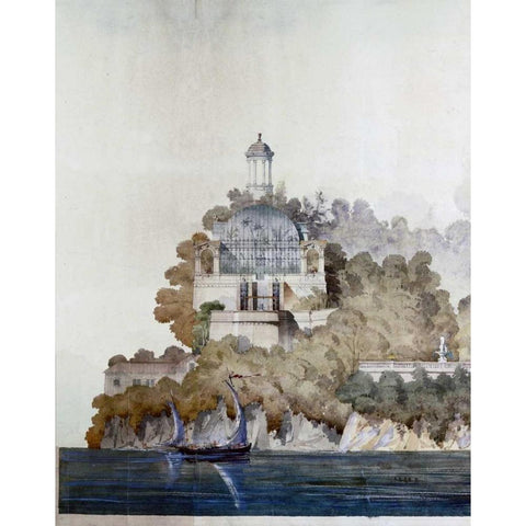 Vast Hostelry, West Elevation White Modern Wood Framed Art Print by Postolle, Victor