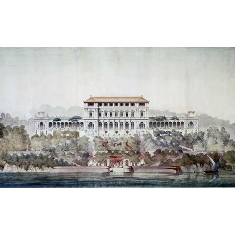 Vast Hostelry, East Elevation Gold Ornate Wood Framed Art Print with Double Matting by Postolle, Victor