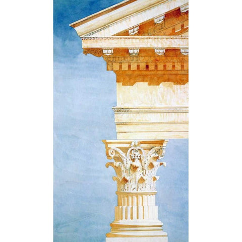 Study of Base, Capital and Entablature Gold Ornate Wood Framed Art Print with Double Matting by Postolle, Victor