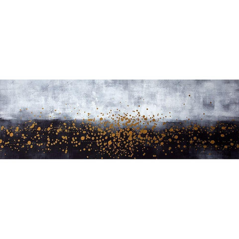 GOLD PAINT SPLASH ON GRAY BACKGROUND Black Modern Wood Framed Art Print with Double Matting by Atelier B Art Studio