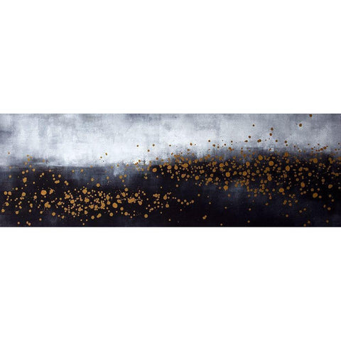 TWO SHADES OF GRAY WITH GOLD DOTS Black Modern Wood Framed Art Print with Double Matting by Atelier B Art Studio