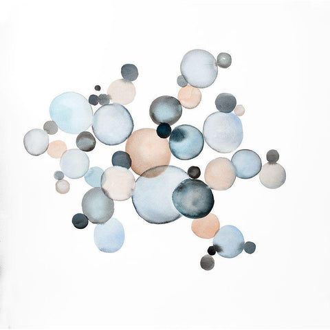 GRAYISH BUBBLES White Modern Wood Framed Art Print by Atelier B Art Studio