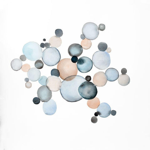 GRAYISH BUBBLES White Modern Wood Framed Art Print with Double Matting by Atelier B Art Studio