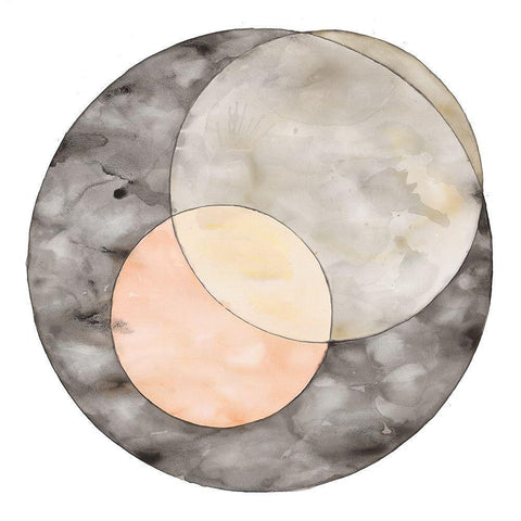 CIRCLES CROSSING Black Modern Wood Framed Art Print with Double Matting by Atelier B Art Studio