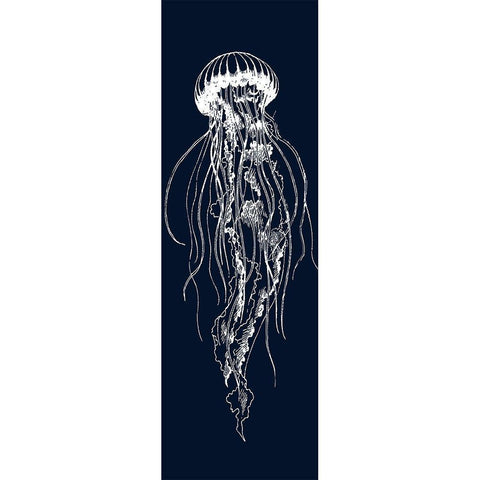 WHITE JELLYFISH ILLUSTRATION Black Modern Wood Framed Art Print with Double Matting by Atelier B Art Studio