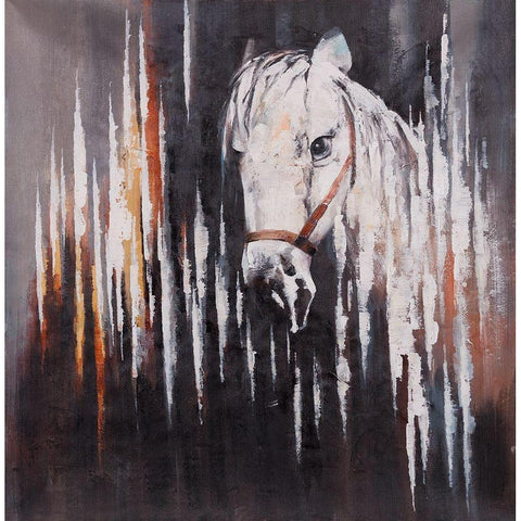 WHITE HORSE IN THE DARK Black Modern Wood Framed Art Print with Double Matting by Atelier B Art Studio