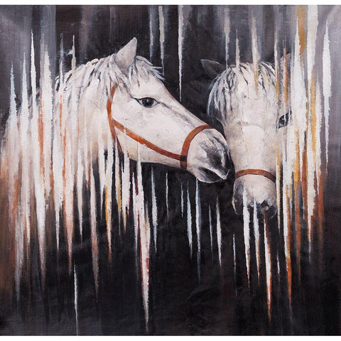 TWO WHITE HORSES KISSING White Modern Wood Framed Art Print by Atelier B Art Studio