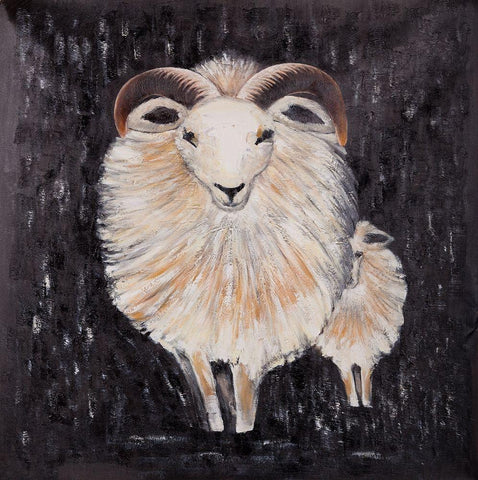 TWO BUSHY RAM White Modern Wood Framed Art Print with Double Matting by Atelier B Art Studio