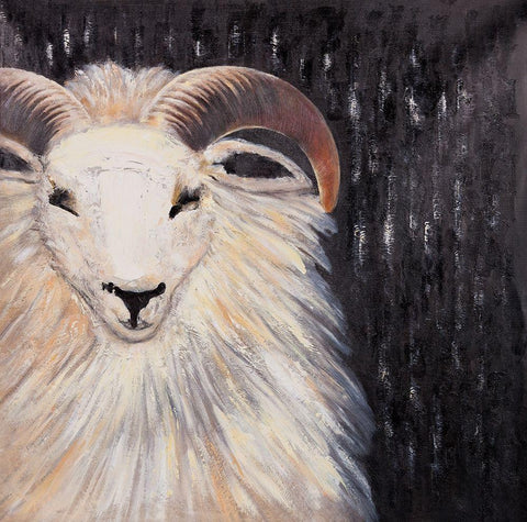 BUSHY RAM White Modern Wood Framed Art Print with Double Matting by Atelier B Art Studio