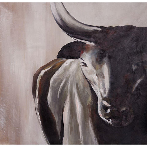 BULL HEAD FRONT VIEW Black Modern Wood Framed Art Print with Double Matting by Atelier B Art Studio