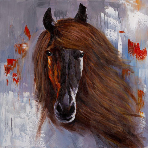 PROUD BROWN HORSE White Modern Wood Framed Art Print with Double Matting by Atelier B Art Studio