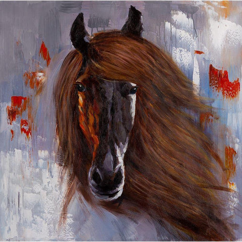 PROUD BROWN HORSE White Modern Wood Framed Art Print by Atelier B Art Studio