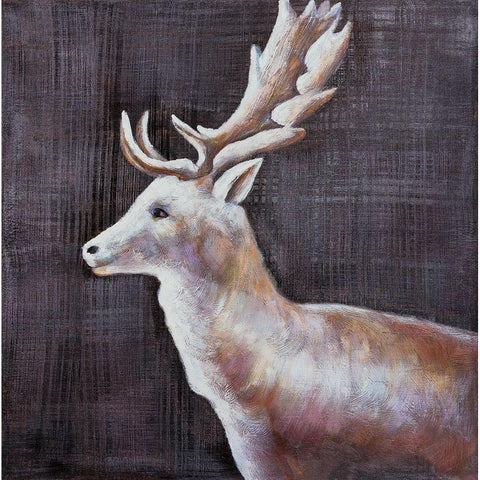 DEER PROFILE VIEW IN THE DARK Black Modern Wood Framed Art Print with Double Matting by Atelier B Art Studio