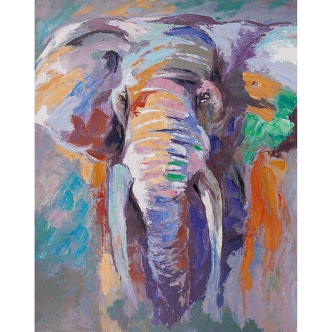 ELEPHANT IN PASTEL COLOR Black Modern Wood Framed Art Print with Double Matting by Atelier B Art Studio