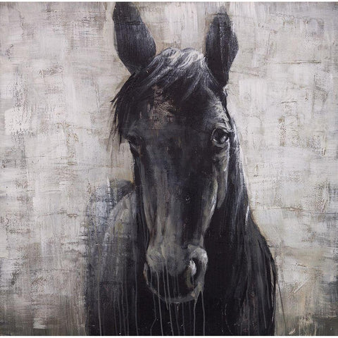 BLACK HORSE White Modern Wood Framed Art Print by Atelier B Art Studio