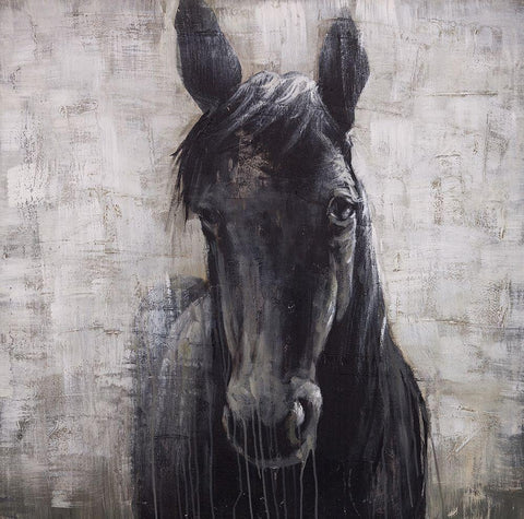 BLACK HORSE White Modern Wood Framed Art Print with Double Matting by Atelier B Art Studio