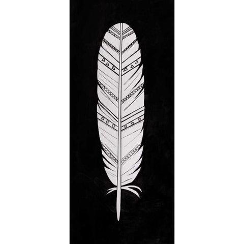 Bird Feather Black Modern Wood Framed Art Print with Double Matting by Atelier B Art Studio