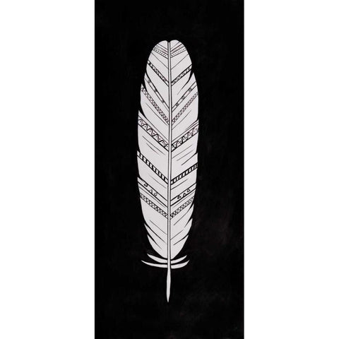 White Feather Black Modern Wood Framed Art Print with Double Matting by Atelier B Art Studio