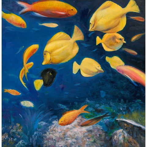 FISH UNDER THE SEA Gold Ornate Wood Framed Art Print with Double Matting by Atelier B Art Studio