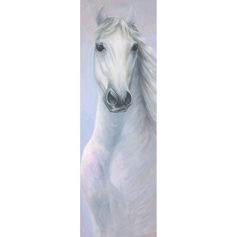 POWERFUL WHITE HORSE Black Modern Wood Framed Art Print with Double Matting by Atelier B Art Studio