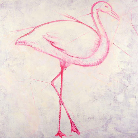 FLAMINGO SKETCH Gold Ornate Wood Framed Art Print with Double Matting by Atelier B Art Studio