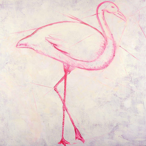 FLAMINGO SKETCH Black Ornate Wood Framed Art Print with Double Matting by Atelier B Art Studio