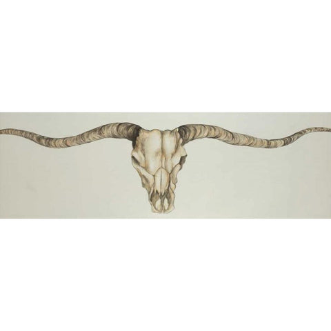 Long Horn Skull Country White Modern Wood Framed Art Print by Atelier B Art Studio