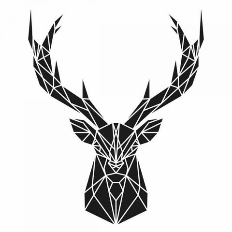 Geometric Deer Head Black Ornate Wood Framed Art Print with Double Matting by Atelier B Art Studio